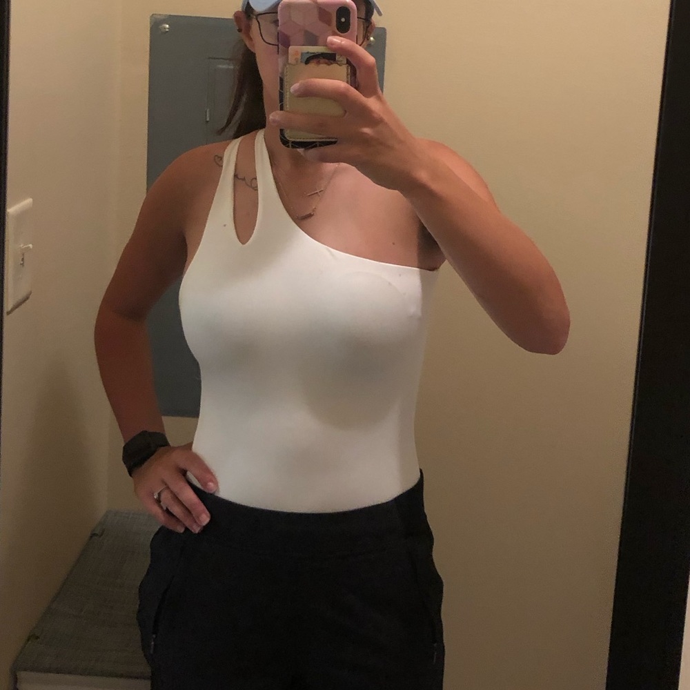 White One Shoulder Backless Bodysuit